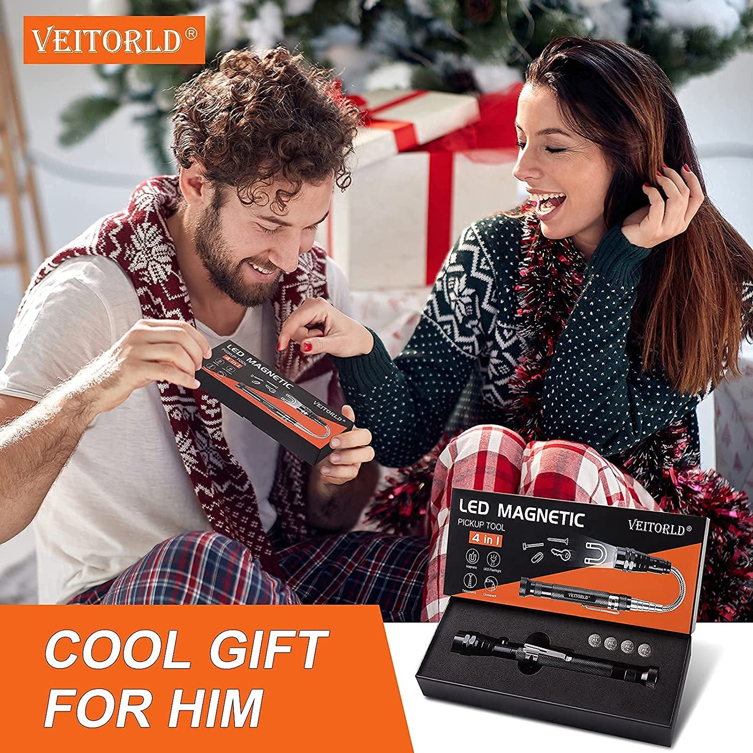 Gifts for Dad Men from Daughter Son Wife, Fathers Day, Extendable Magnetic Flashlight, Telescoping Magnet Pickup Tool, Cool Birthday Gifts for Father Grandpa Husband Boyfriend Women