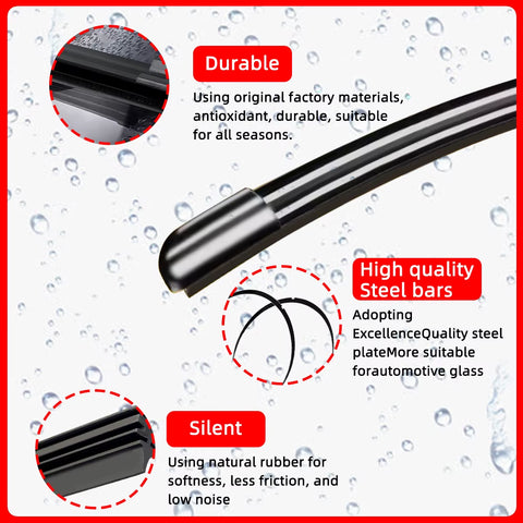 Car Windshield Wiper Blades U-Type Universal Soft Rubber Frameless Bracketless Car Wipers 14" 16" 18" 19" 20" 21" 22" 24" 26"
