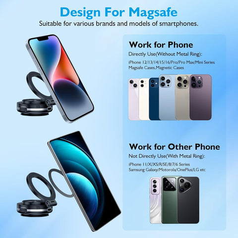 Electric Vacuum Magnetic Car Phone Mount, 360° Rotatable Car Suction Phone Mount, Vacuum Magnetic Phone Holder, Strong Suction for Car & All Smooth Surface,Compatible with All Phone Types (Black)