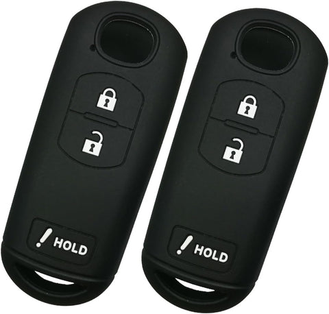 Qty(2)  Black Full Protector Silicone Key Fob Cover Case Protector Shell for Mazda 3 6 CX3 CX5 CX7 CX9 SPEED3 Smart Key Remote 3 Buttons