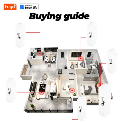 Tuya Wifi Temperature and Humidity Sensor Indoor Humidity Sensor Battery Powered APP Monitoring for Alexa Google Home Voice