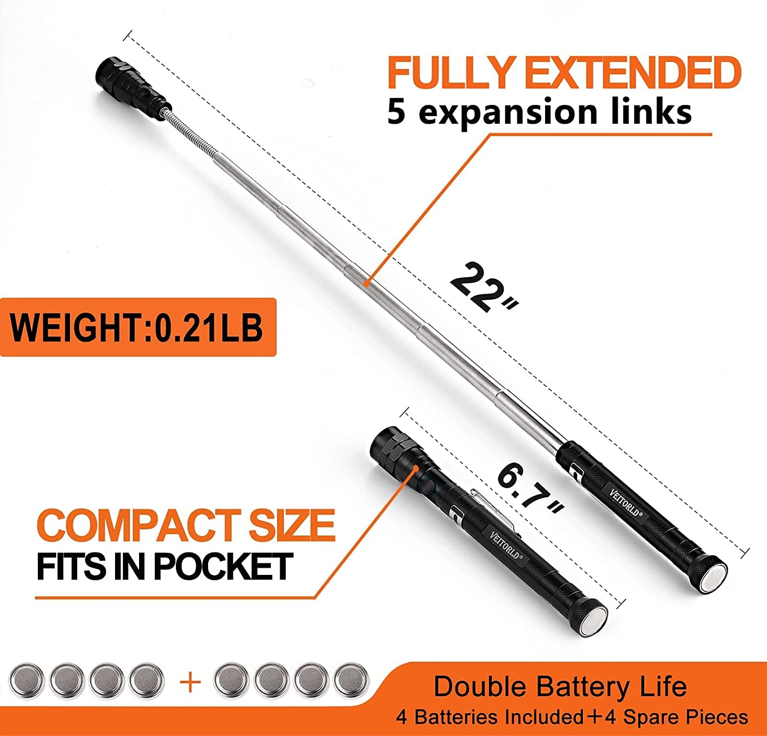 Gifts for Dad Men from Daughter Son Wife, Fathers Day, Extendable Magnetic Flashlight, Telescoping Magnet Pickup Tool, Cool Birthday Gifts for Father Grandpa Husband Boyfriend Women