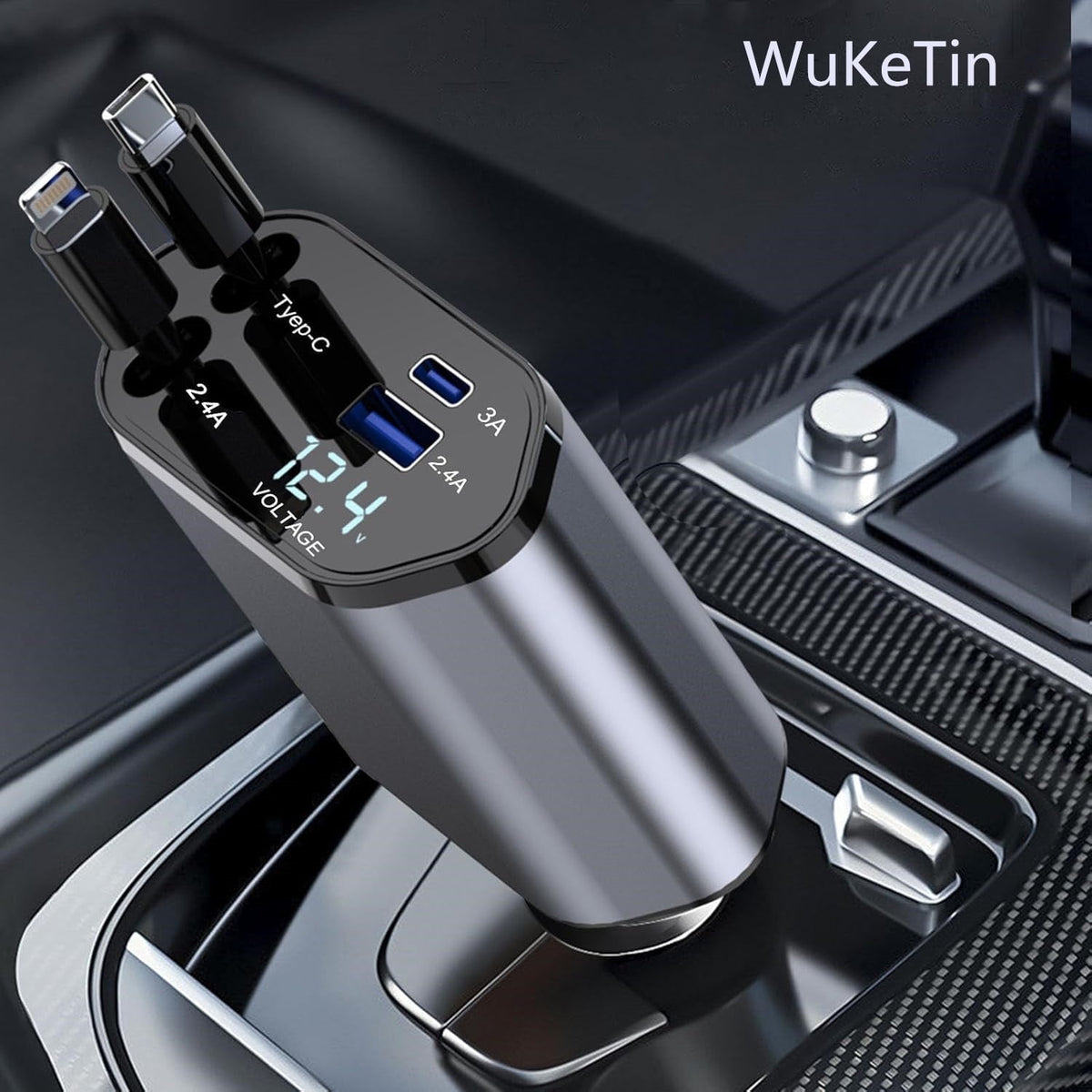 4 in 1 Retractable Car Charger,Smaller Super Fast Car Phone Charger with Retractable Cords, Car Charger Fast Charging,Usb C Car Charger Adpater Compatible with Iphone 16 15 14 13 Pro Max,Galaxy,Pixel