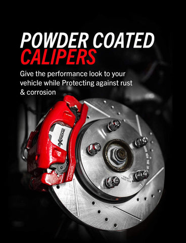 S4858 Rear Pair of High-Temp Red Powder Coated Calipers for 2004 2005 2006 2007 2008 2009 2010 2011 Ford F150 [6 Lug or 7 Lug] | 2006 2007 2008 Lincoln Mark LT