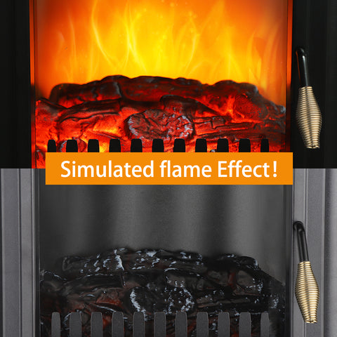 1500W Freestanding Three-door Glass 3D Flame Fireplace with Remote Control/Quartz tube heating/Fake Firewood/7 Color/4 levels of brightness
