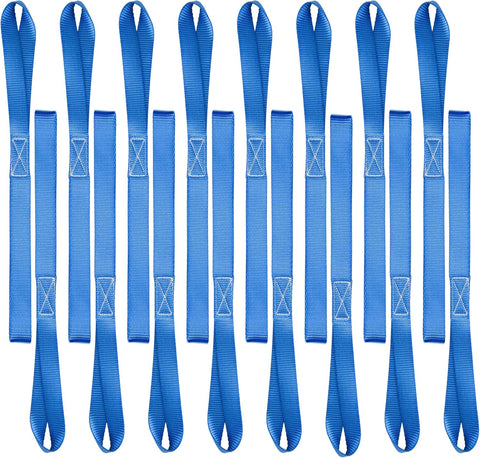 16 Pack 1"X18" Soft Loop Motorcycle Tie down Straps 3600Lbs Load Capacity Tie-Down Loops for Secure Trailering of Bikes, ATV, Lawn Equipment, Blue