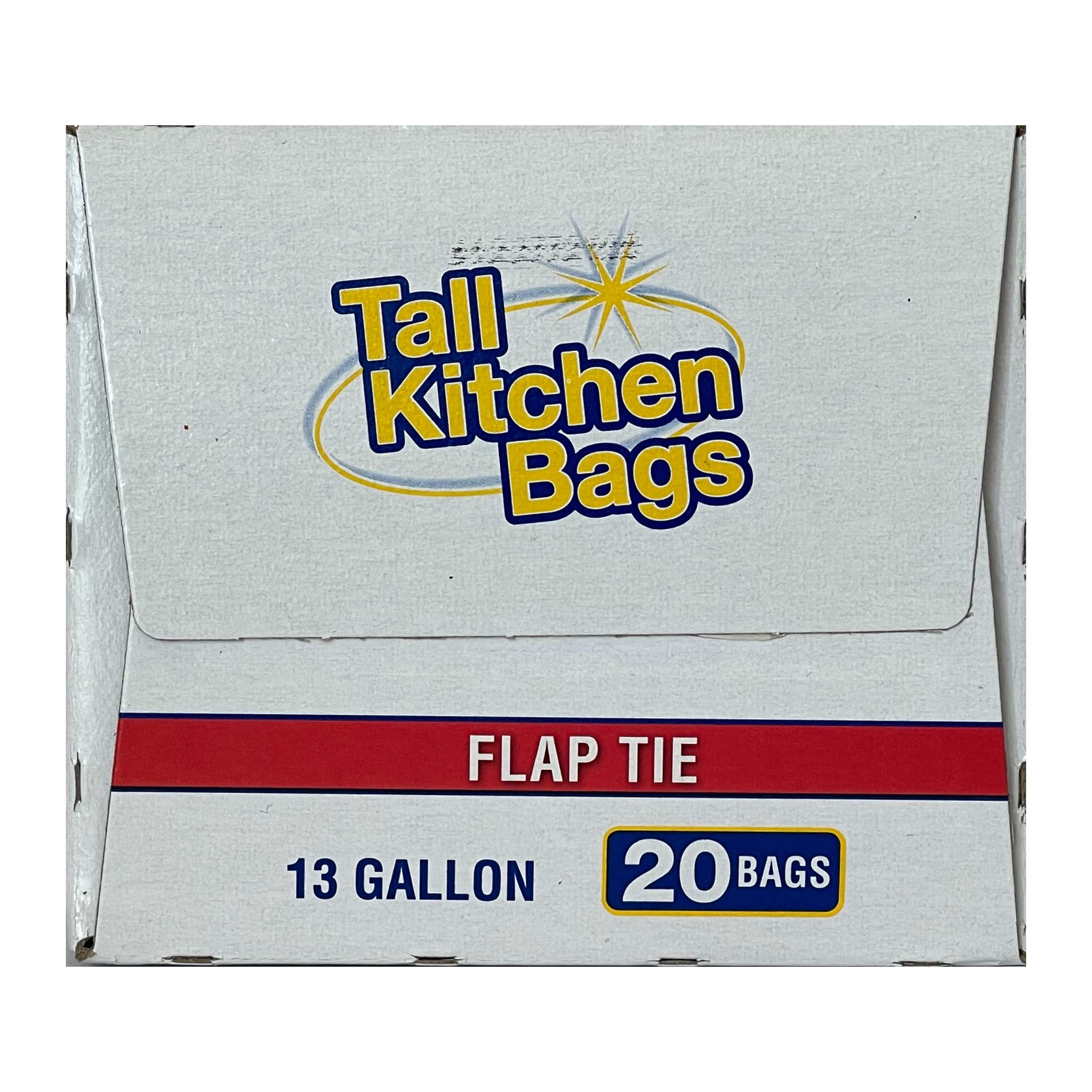 (3 Pack)  Basic Kitchen Trash Bags, 13 Gallon, 20 Bags (Flap Tie)
