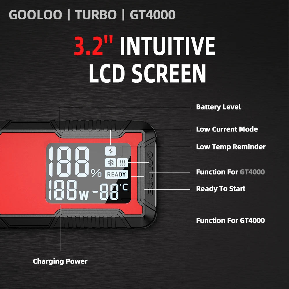 3000A Car Jump Starter 16000Mah Power Bank Portable Charger Booster 12V Auto Starting Device Emergency Battery Starter