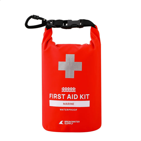 Waterproof First Aid Kit Roll Top Boat Emergency Kit with Waterproof Contents for Fishing Kayaking Boating Swimming Camping Rafting Beach Red