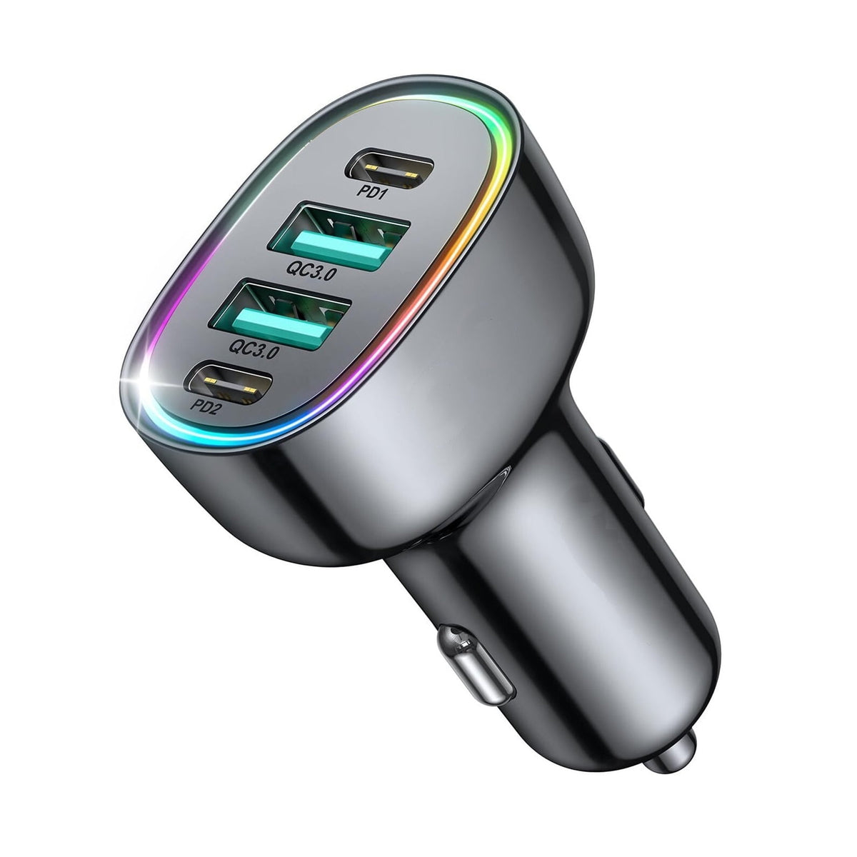Fast Car Charger FLYLEAD 90W 4 Ports Car Charger [A Must for Family Travel] Super Fast USB C Charge Adapter for iPhone 17/16/15 Pro Max Plus