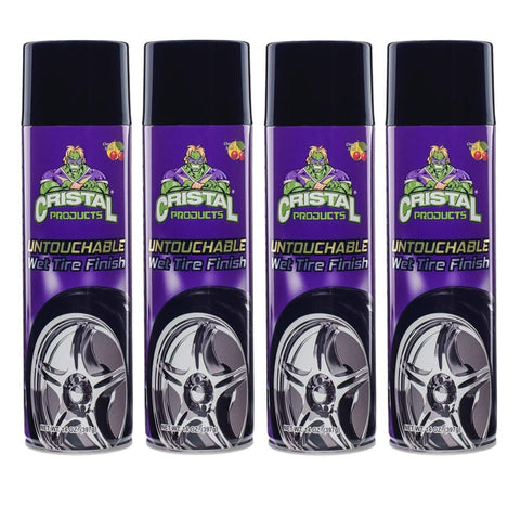 Untouchable Tireshine Spray Spray 4PK – Long-Lasting Wet Tire Finish for Deep Gloss & Protection – Waterproof, No-Sling Formula, Easy Application Tire Shine & Cleaner (52 Oz Total)