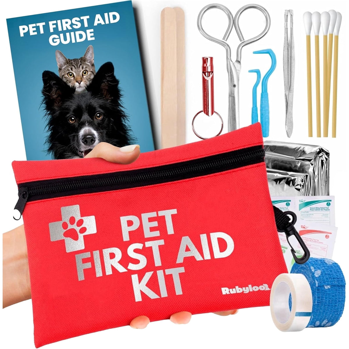 Dog First Aid Kit | 19 Piece Pet Emergency Travel Kit for Cats & Dogs