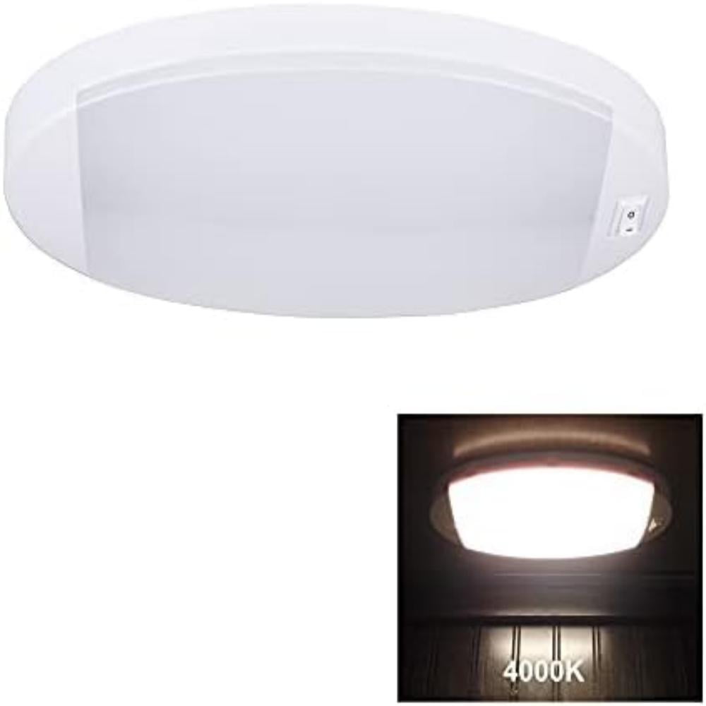 12V RV Interior Light with On/Off Switch 6 Inch Oval LED Ceiling Light 4.5W 3500K Soft White Lighting, Pack of 1