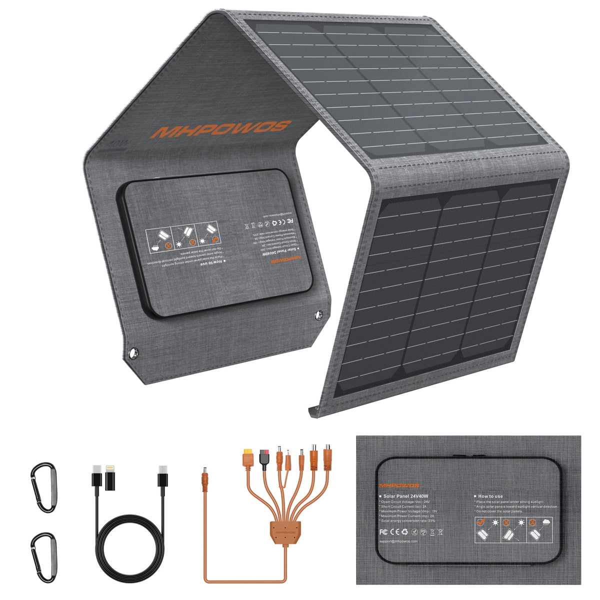 Portable Solar Panel Charger 40W Foldable Solar Panel for Portable Power Station, Iphone, Ipad, Laptop, Camping Solar Panels with USB QC 3.0/USB C/18V DC, Solar Panels for Camping Outdoor Van RV Trip