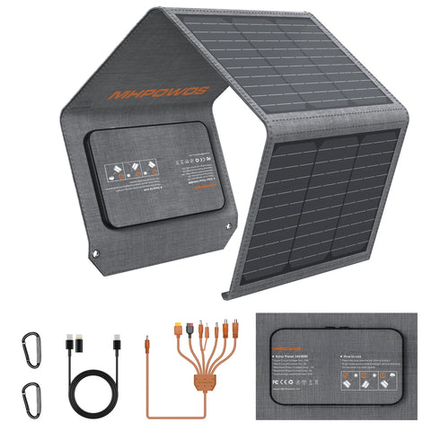 Portable Solar Panel Charger 40W Foldable Solar Panel for Portable Power Station, Iphone, Ipad, Laptop, Camping Solar Panels with USB QC 3.0/USB C/18V DC, Solar Panels for Camping Outdoor Van RV Trip