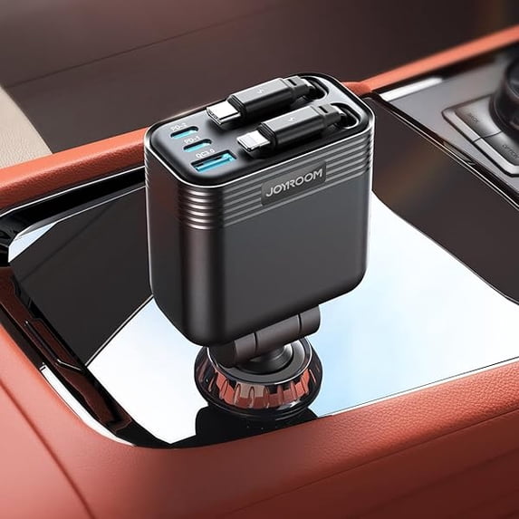 Retractable 5 Port 66W USB C Car Charger - Fast Charging for Iphone 16/15/14 Pro Max, Samsung S24