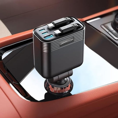 Retractable 5 Port 66W USB C Car Charger - Fast Charging for Iphone 16/15/14 Pro Max, Samsung S24