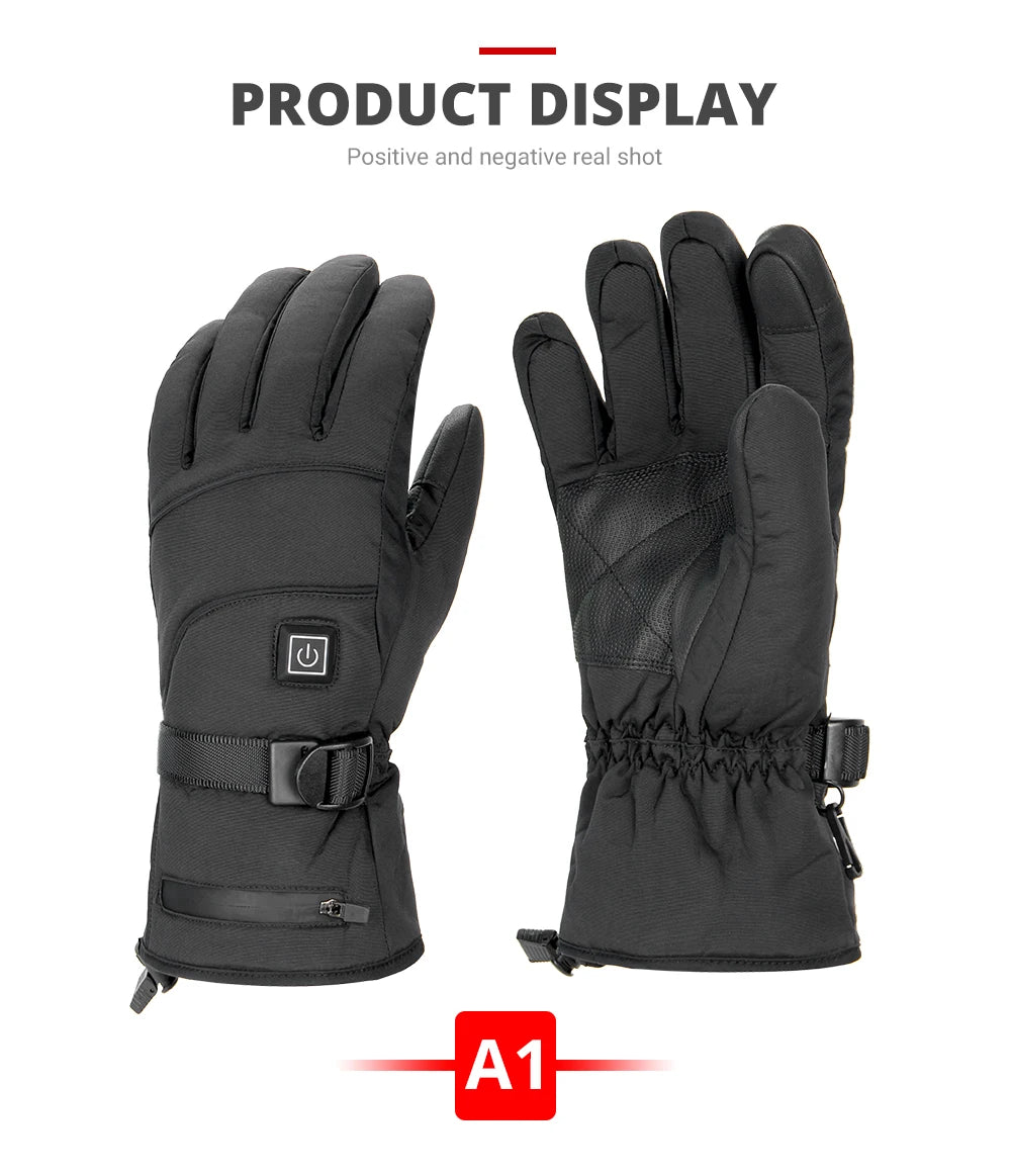 Motorcycle Heated Gloves Winter Warm Heated Gloves Skiing Snowboarding Waterproof Touch Screen Motorcyclist Heated Gloves
