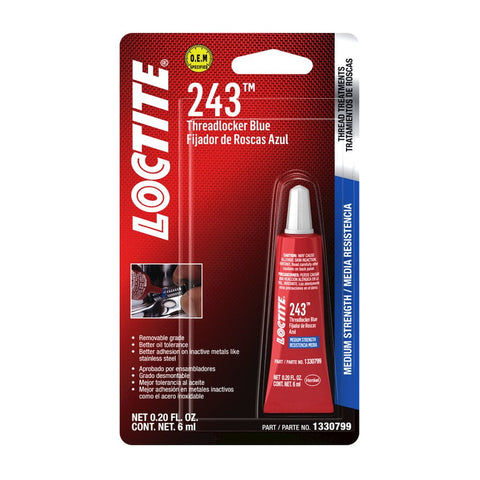1329467 243 Blue Medium Strength Threadlockers, 1.69 Ounces, 50 Ml, 3/4" Thread