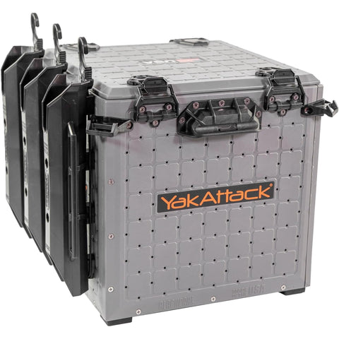 Blackpak Pro 13" X 13" Fishing Crate with 3 Rod Holders - Battleship Grey | Compact Tackle Storage Box & Gear Organizer for Kayaks | Lightweight, Durable & Customizable Marine Accessory