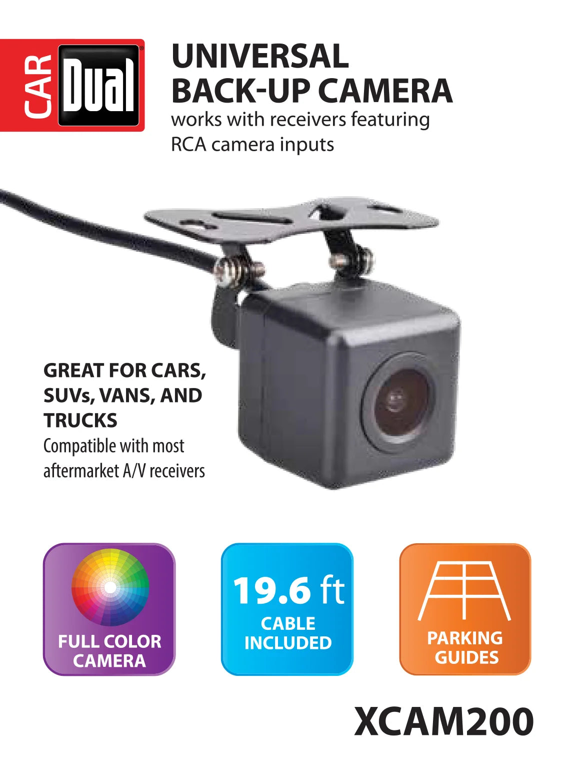 (2 Pack)  Electronics XCAM200 Waterproof Full Color Backup Camera, Wide Viewing Angle Lens