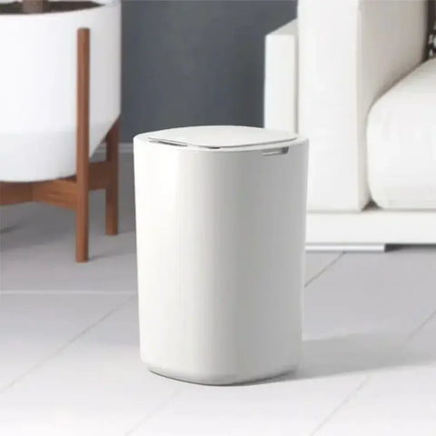 Smart Sensing Trash Can Automatic White Trash Can Kitchen Bathroom Waterproof 12L Electric Trash Can Trash Bin Kitchen