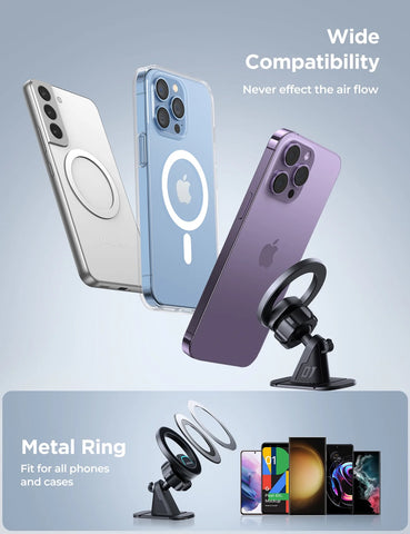 (2 Pack)  2 in 1 Magnetic Phone Holder for Car, Air Vent & Dashboard Car Phone Holder for Iphone, Compatible for Magsafe Car Mount, Fit for Iphone 16 15 14 13 12 Pro Max