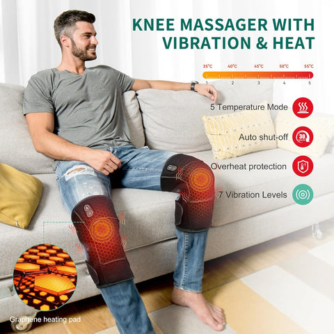 Knee Heating Massager with Vibration, Wireless Heating Pad for Knees, Shoulders and Elbows, Relieves Deep Tissue Stress (Amazon Embargoed,FEDEX Shipping Support Pickup )