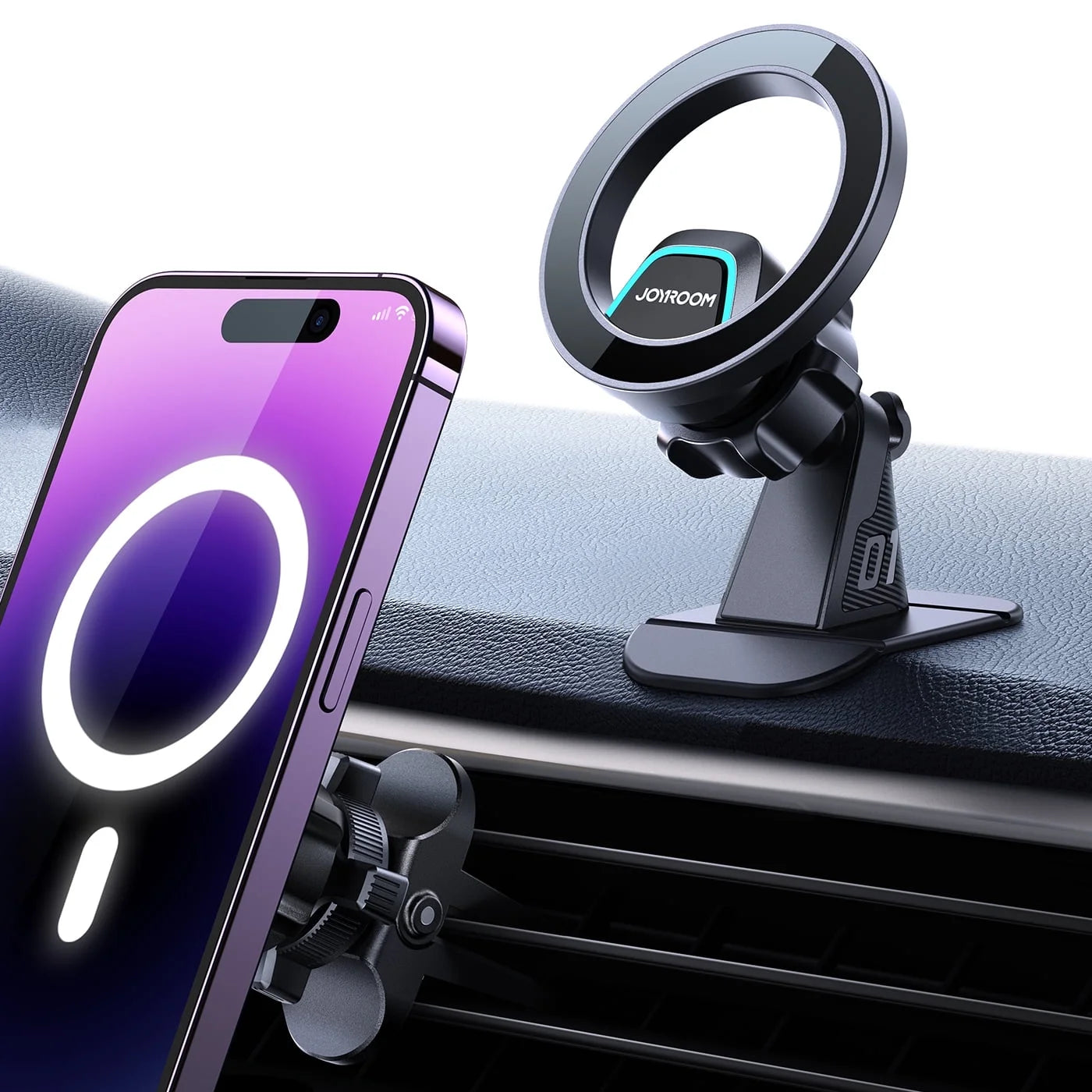 (2 Pack)  2 in 1 Magnetic Phone Holder for Car, Air Vent & Dashboard Car Phone Holder for Iphone, Compatible for Magsafe Car Mount, Fit for Iphone 16 15 14 13 12 Pro Max