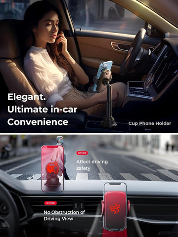 Cup Phone Holder for Car No Shaking Car Phone Holder Mount, 360° Adjustable Car Accessories for Women Truck Jeep, Golf Accessories for Iphone 16E 16 15 14 13 Pro Max Samsung S25 All 4-7'' Phone
