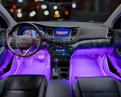4Pc Purple LED Interior Underdash Lighting Kit