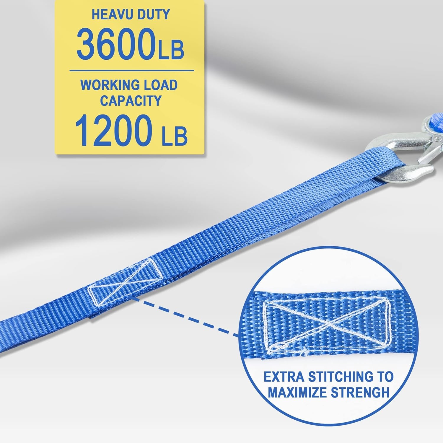 16 Pack 1"X18" Soft Loop Motorcycle Tie down Straps 3600Lbs Load Capacity Tie-Down Loops for Secure Trailering of Bikes, ATV, Lawn Equipment, Blue