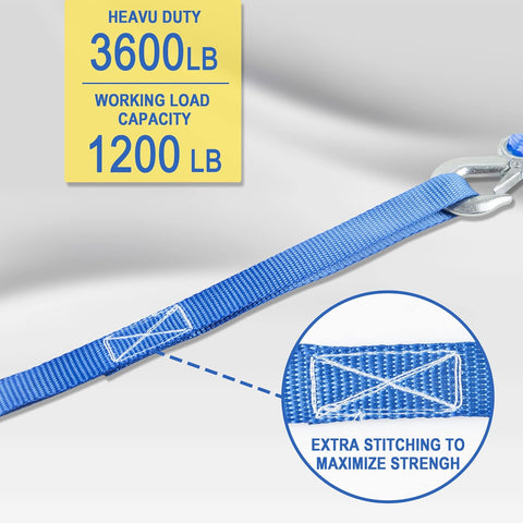 16 Pack 1"X18" Soft Loop Motorcycle Tie down Straps 3600Lbs Load Capacity Tie-Down Loops for Secure Trailering of Bikes, ATV, Lawn Equipment, Blue
