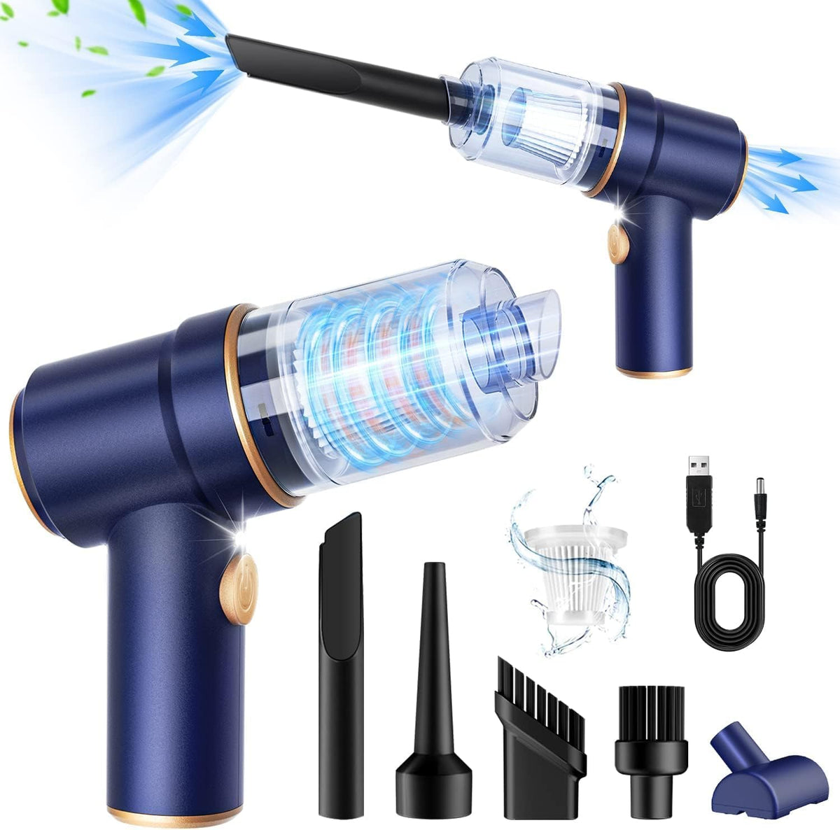 Handheld Car Vacuum Cleaner, 9000Pa Vacuum Cleaner and Air Duster, 120W High Power Hand Held Vacuum with LED Light and Multi-Nozzles for Car, Home, Office, Pet
